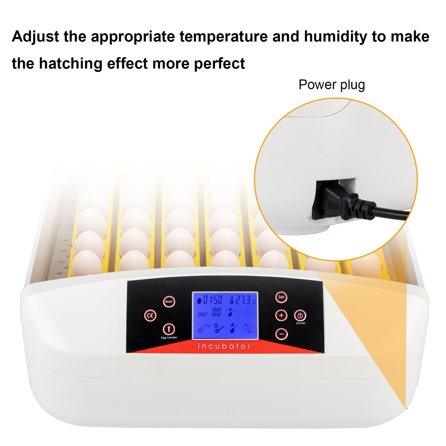 56pcs Poultry Automatic LED Incubator, Egg Setter - American Standard