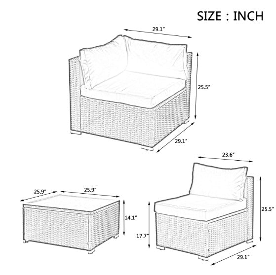 Patio Furniture PE Rattan And Tempered Glass Table