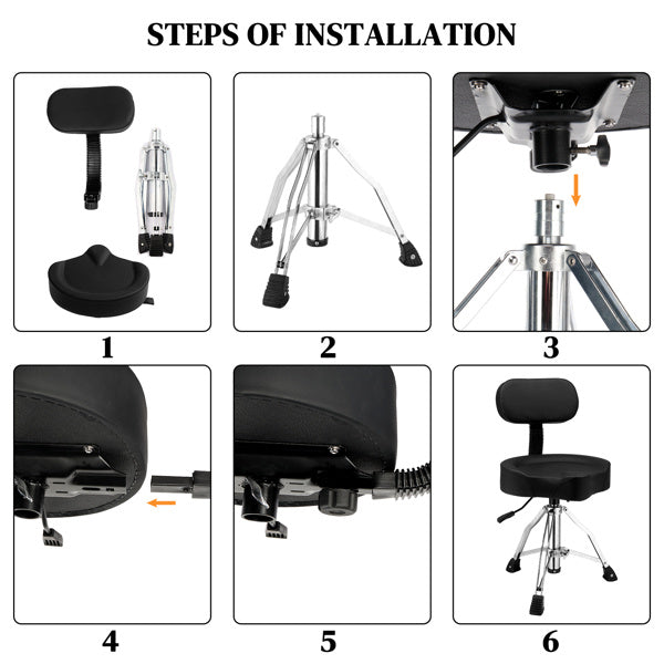 Adjustable Black Drum Stool With Hydraulic Function By Shoulder Strap