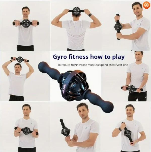 1pc Black Gyro Fitness Trainer Stainless Steel Core Wrist Forearm Exerciser With Pull Rope, Fit, Non Electric Handheld Fitness Equipment For Home Use, Enhances Muscle & Reduces, Gym Accessories