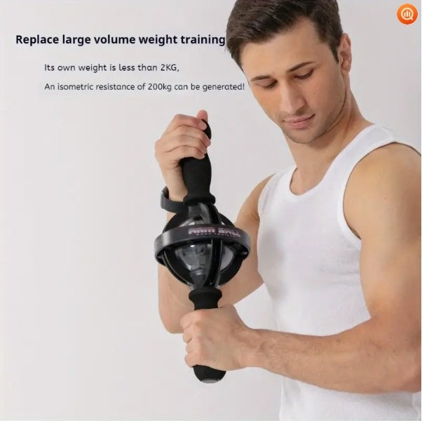 1pc Black Gyro Fitness Trainer Stainless Steel Core Wrist Forearm Exerciser With Pull Rope, Fit, Non Electric Handheld Fitness Equipment For Home Use, Enhances Muscle & Reduces, Gym Accessories