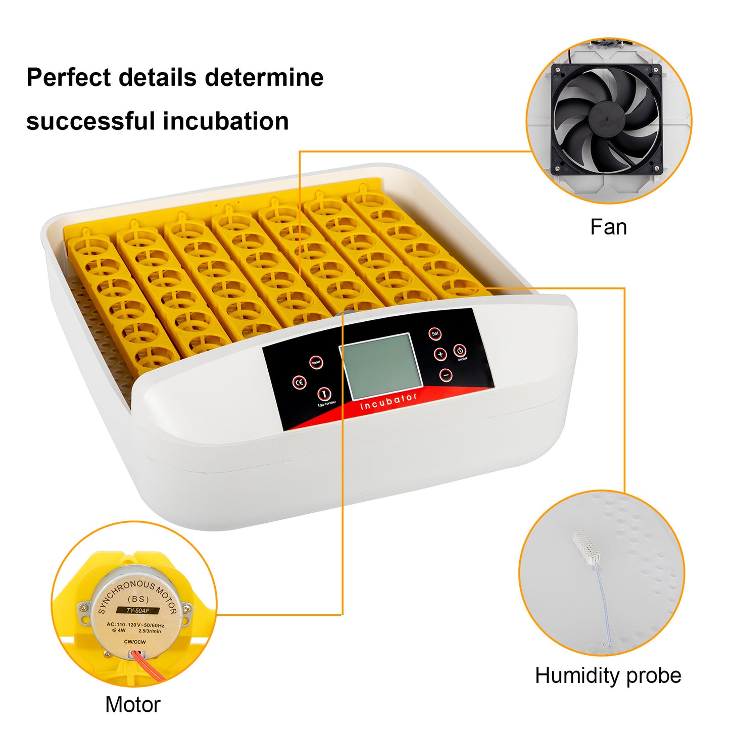 56pcs Poultry Automatic LED Incubator, Egg Setter - American Standard