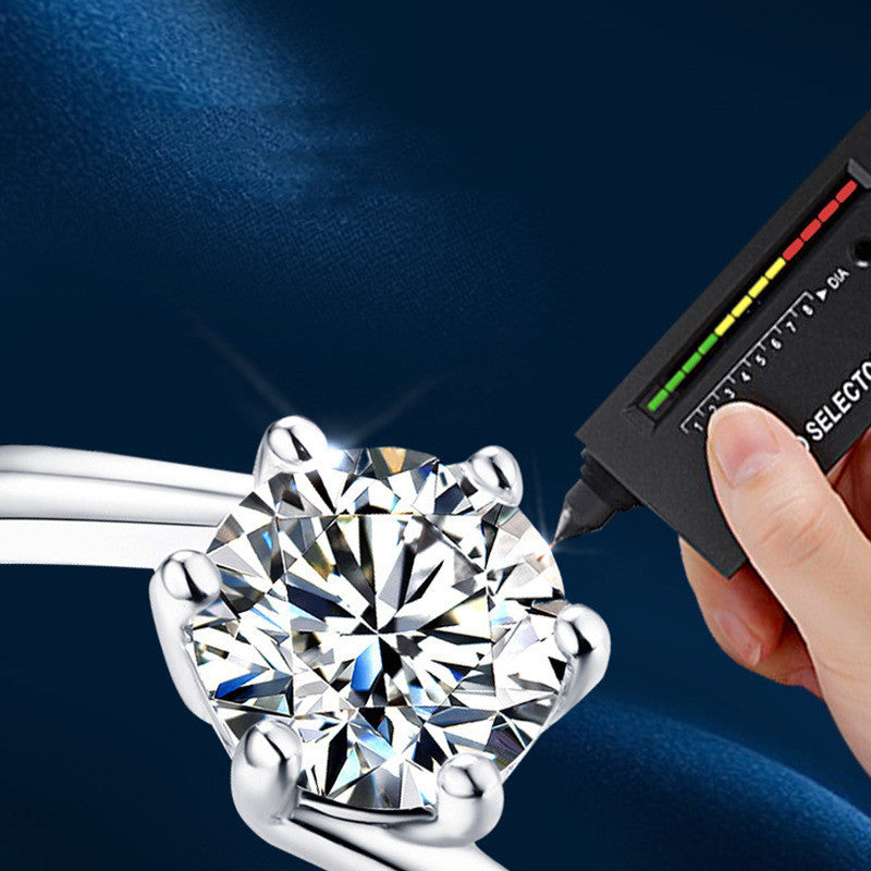 Sterling Silver Ring Female Moissanite Diamond Ring Female Personality Wild