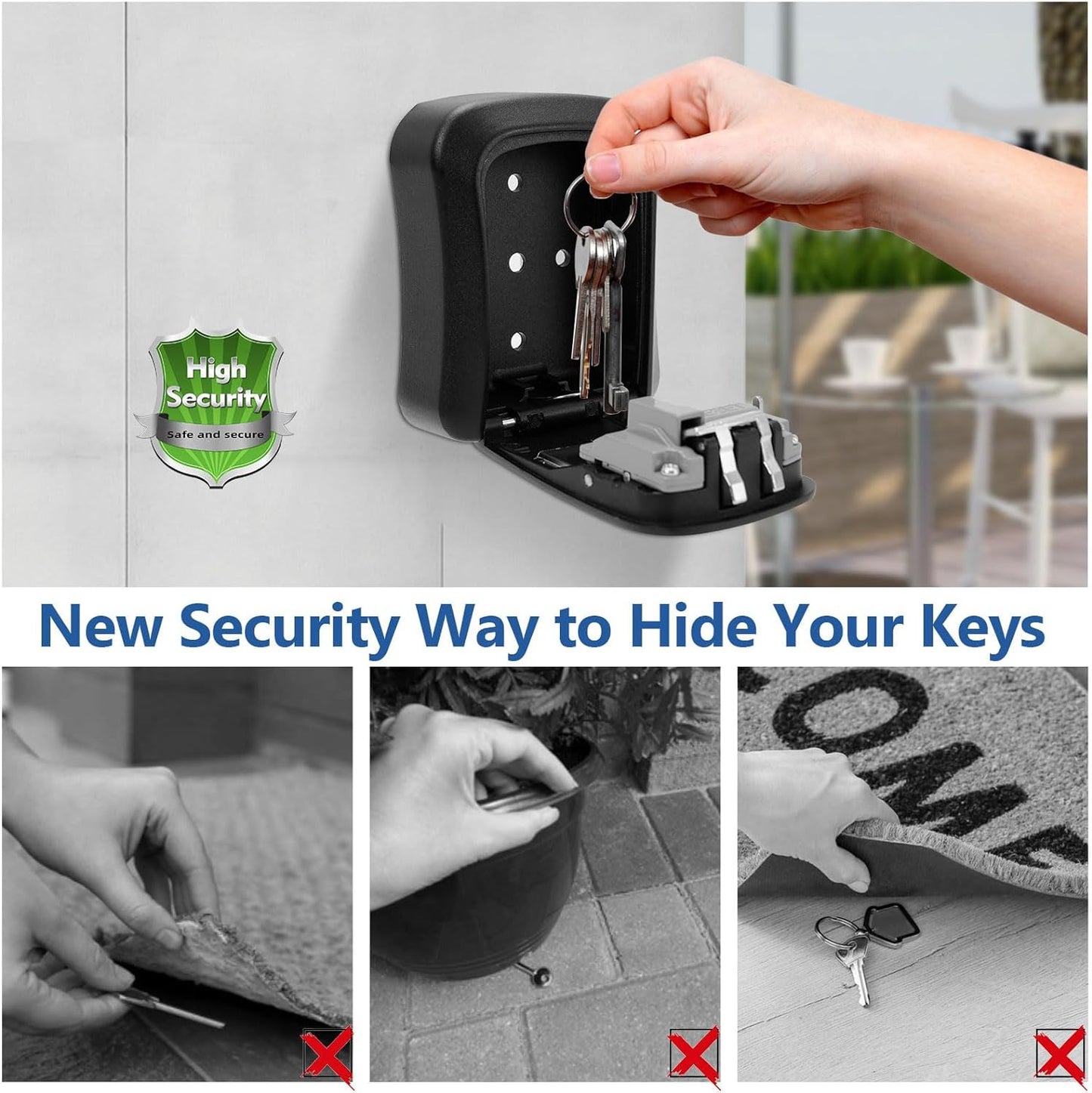 4 Digit Key Safe Lock Box Combination Wall Mount Security Storage Case Organizer