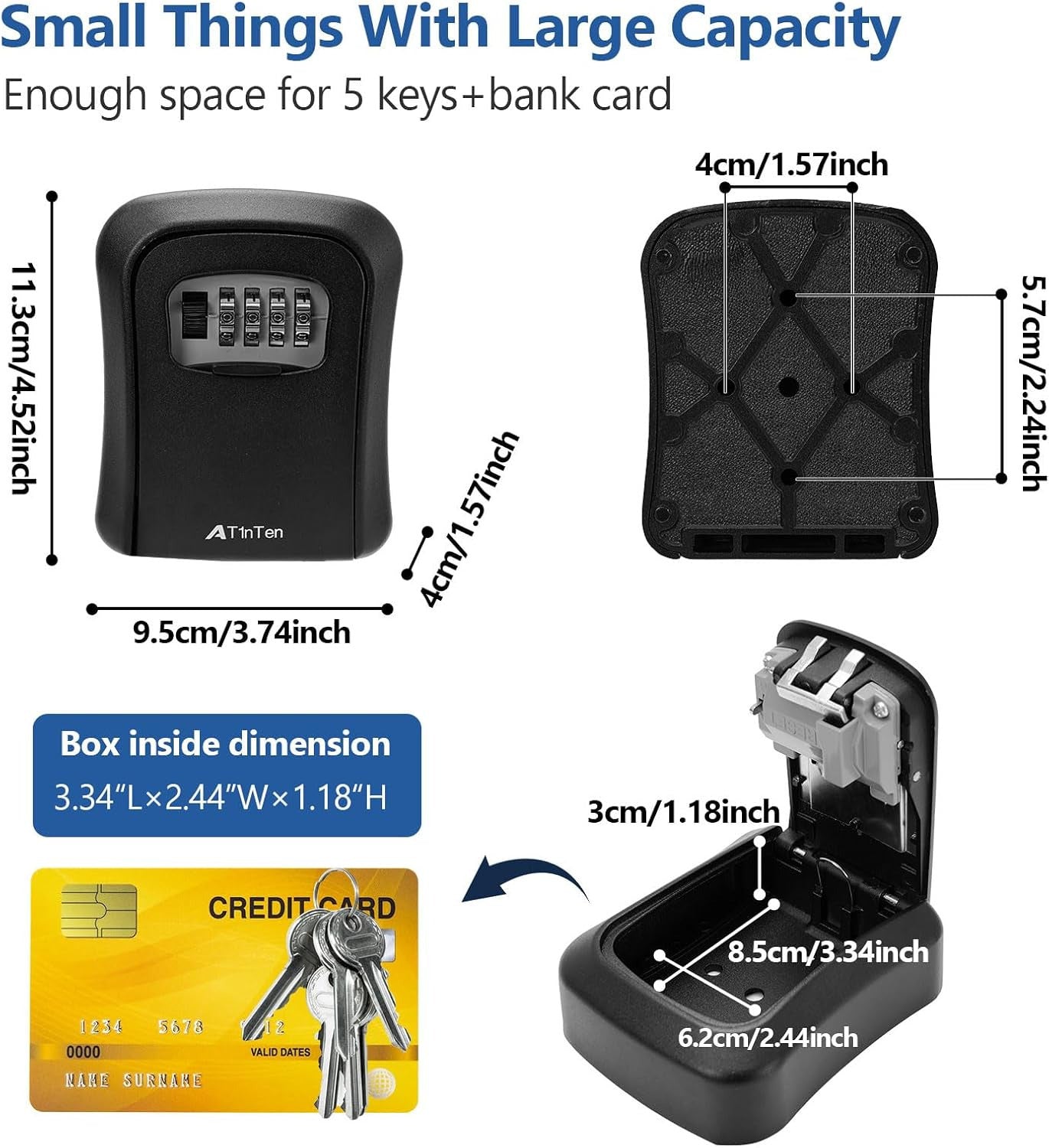 4 Digit Key Safe Lock Box Combination Wall Mount Security Storage Case Organizer