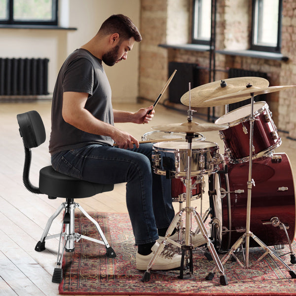 Adjustable Black Drum Stool With Hydraulic Function By Shoulder Strap