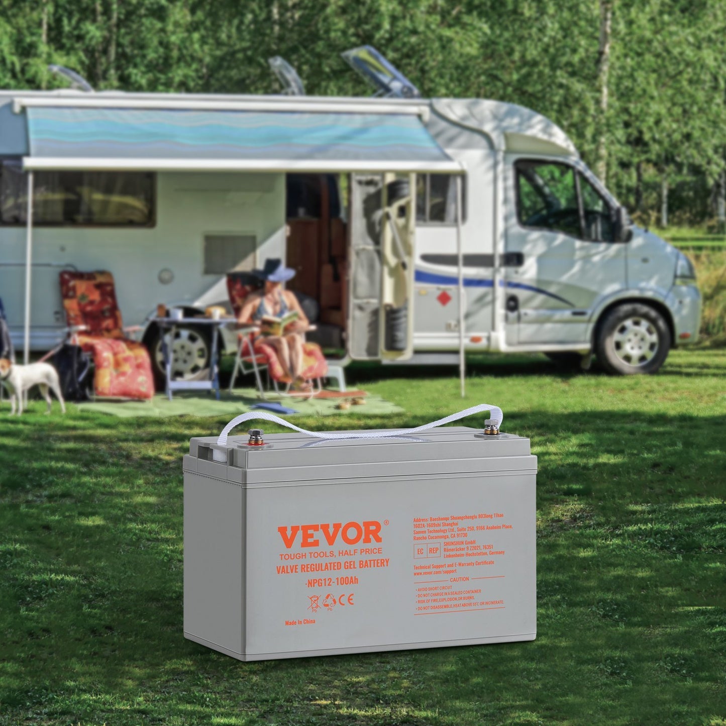VEVOR Deep Cycle Battery, 12V100AH, AGM Marine Rechargeable Battery, High Self-Discharge Rate 800A Current, For RV Solar Marine Off-Grid Applications UPS Backup Power System