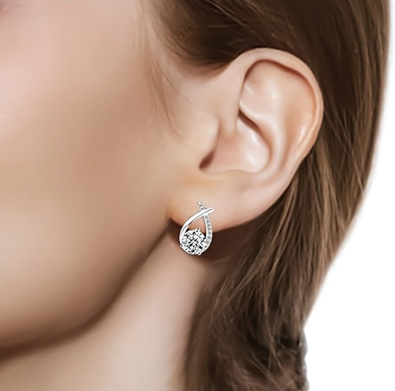 CT Mozambique Diamond Solid Silver 18K White Gold Plated Minimalist Beauty Tail Earrings