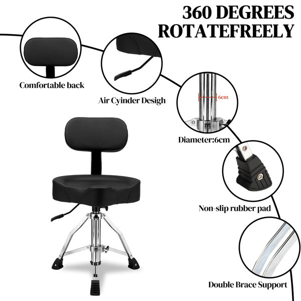 Adjustable Black Drum Stool With Hydraulic Function By Shoulder Strap