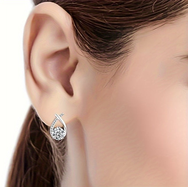 CT Mozambique Diamond Solid Silver 18K White Gold Plated Minimalist Beauty Tail Earrings