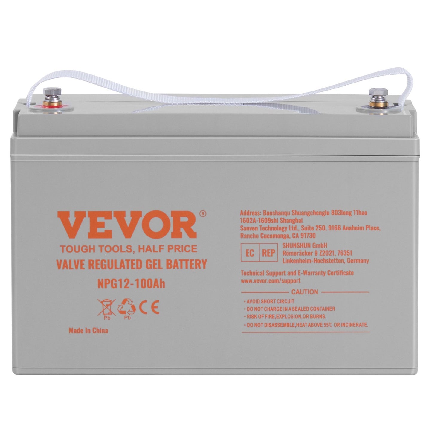 VEVOR Deep Cycle Battery, 12V100AH, AGM Marine Rechargeable Battery, High Self-Discharge Rate 800A Current, For RV Solar Marine Off-Grid Applications UPS Backup Power System
