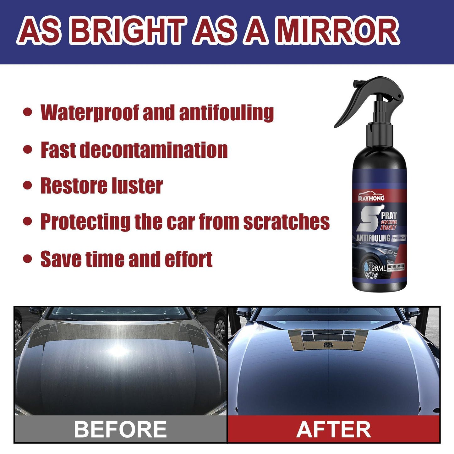 Car Coating Spray - Car Nano Coating Protects And Maintains Car Paint, Removes Stains, Enhances Blackness And Gloss