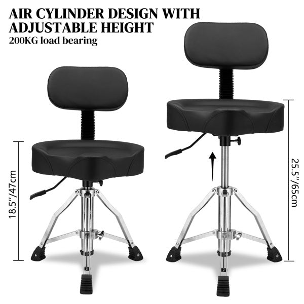 Adjustable Black Drum Stool With Hydraulic Function By Shoulder Strap