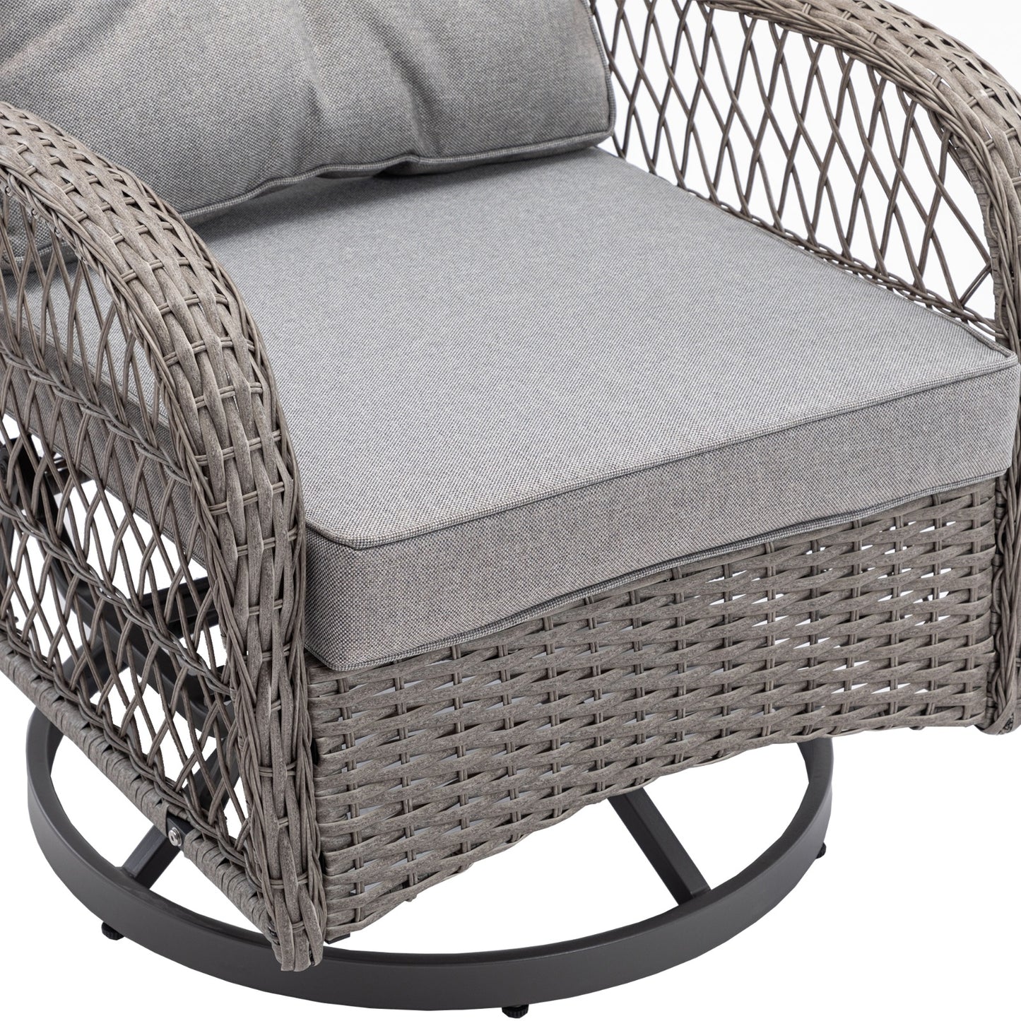 3pc Outdoor Swivel Rocker Patio Chairs 360 Rocking Set With Thick Cushions