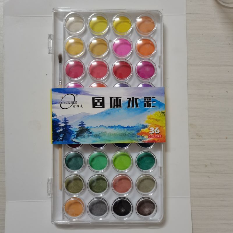 Solid Watercolor Color Box Portable Suit Powder