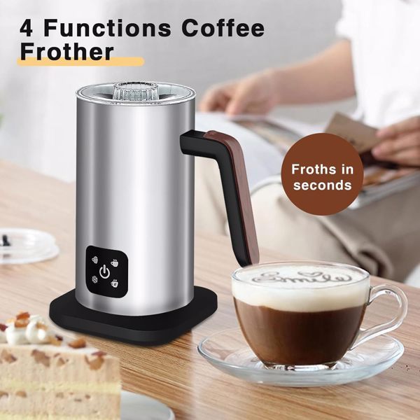 4-in-1 Coffee And Latte Electric Milk Frother, Capacity 350ml, Silent Operation, Automatic Shut-off Of Hot And Cold Milk, Banned On Walmart Platform
