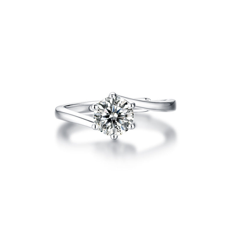 Sterling Silver Ring Female Moissanite Diamond Ring Female Personality Wild