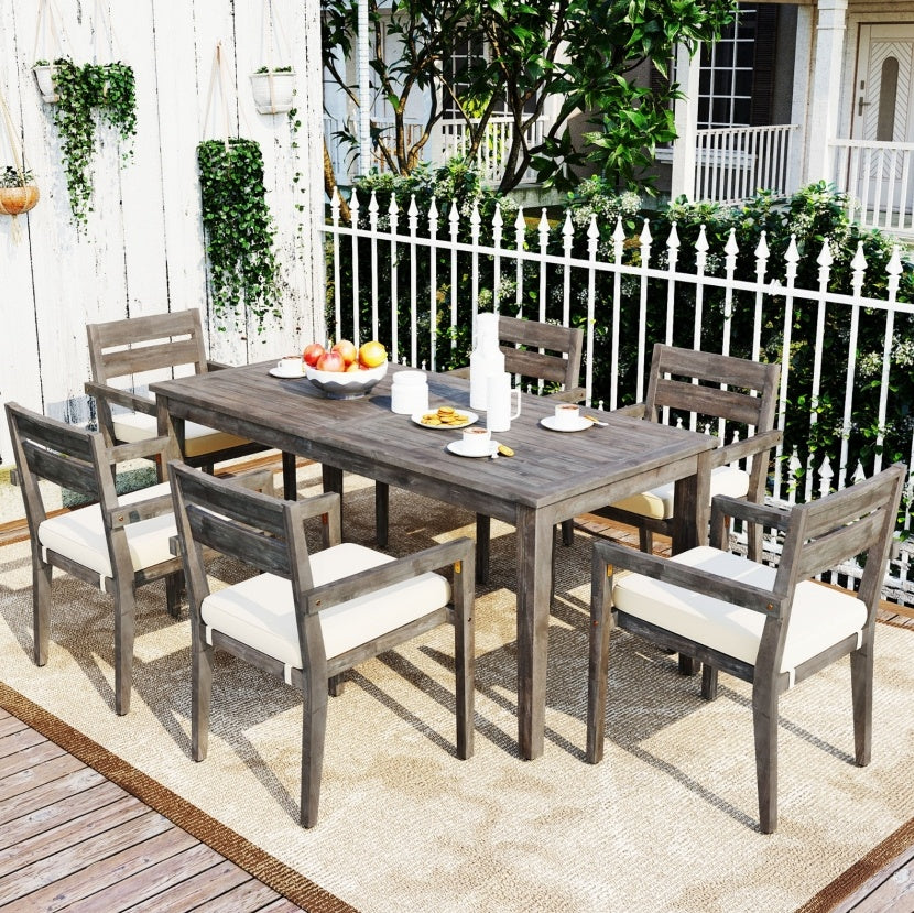 U Style Acacia Wood Outdoor Dining Set For Patio, Balcony,