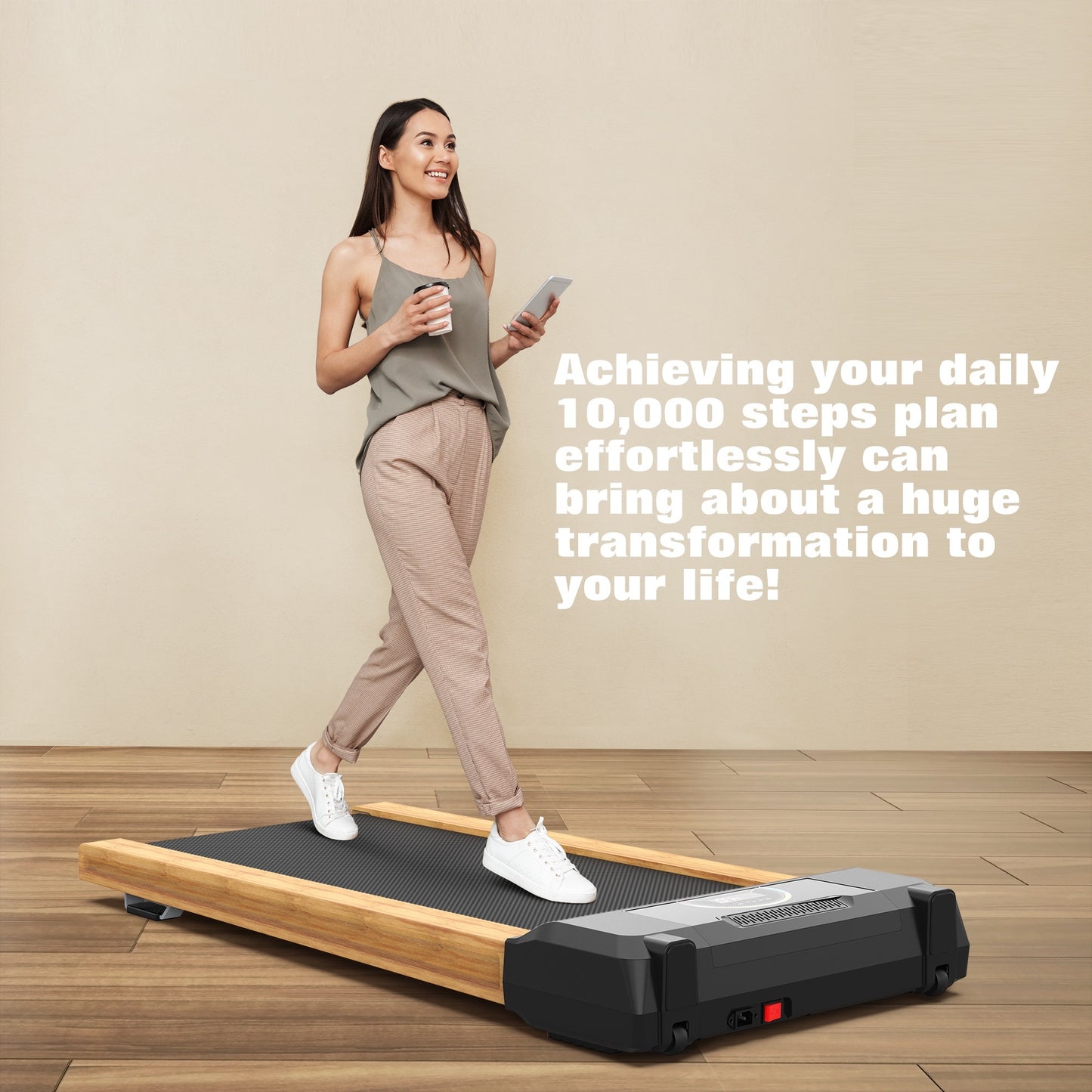 Walking Pad Under Desk Treadmill For Home Office -2.5HP Walking Treadmill 0.5-4MPH 265LBS Capacity Treadmill For Walking Running Remote Control Batteries