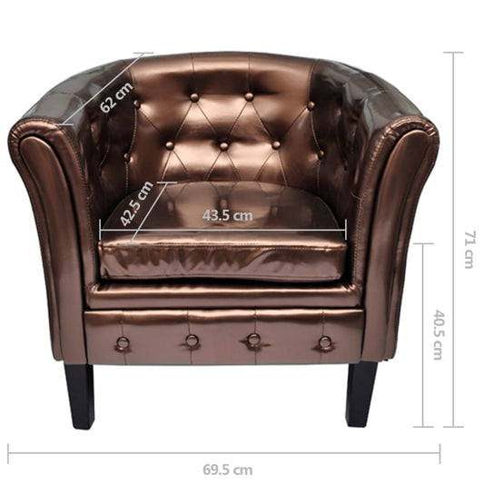 vidaXL Tub Chair Brown Faux Leather