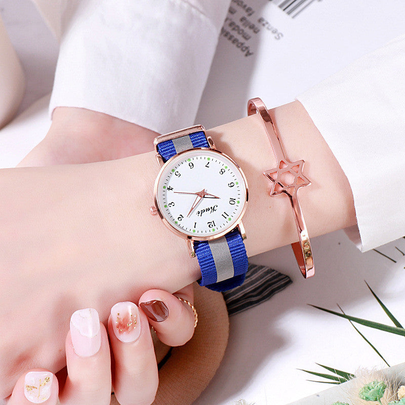 Luminous Starry Sky Watch Ladies Casual Rainbow Canvas