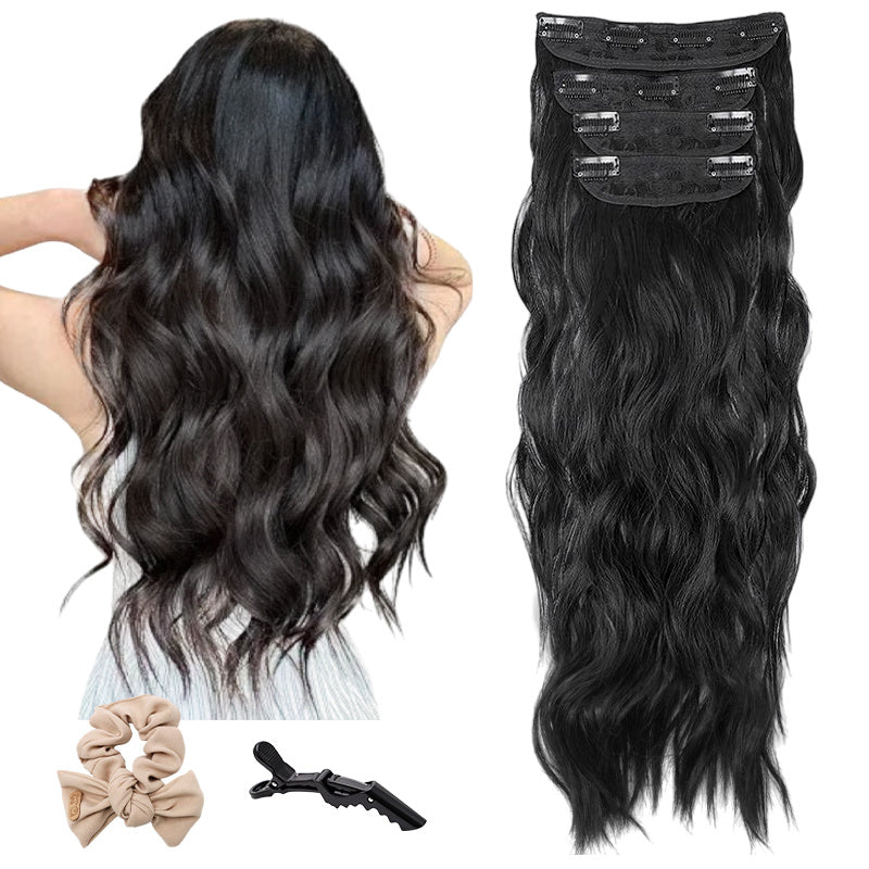 Holdbalance Clip In Hair Extensions Long Straight Wavy Synthetic Hairpiece,Natural & Soft Hair &Blends Well Hair Extension, Daily Use, Party Use Best Everyday Fashion Accessories