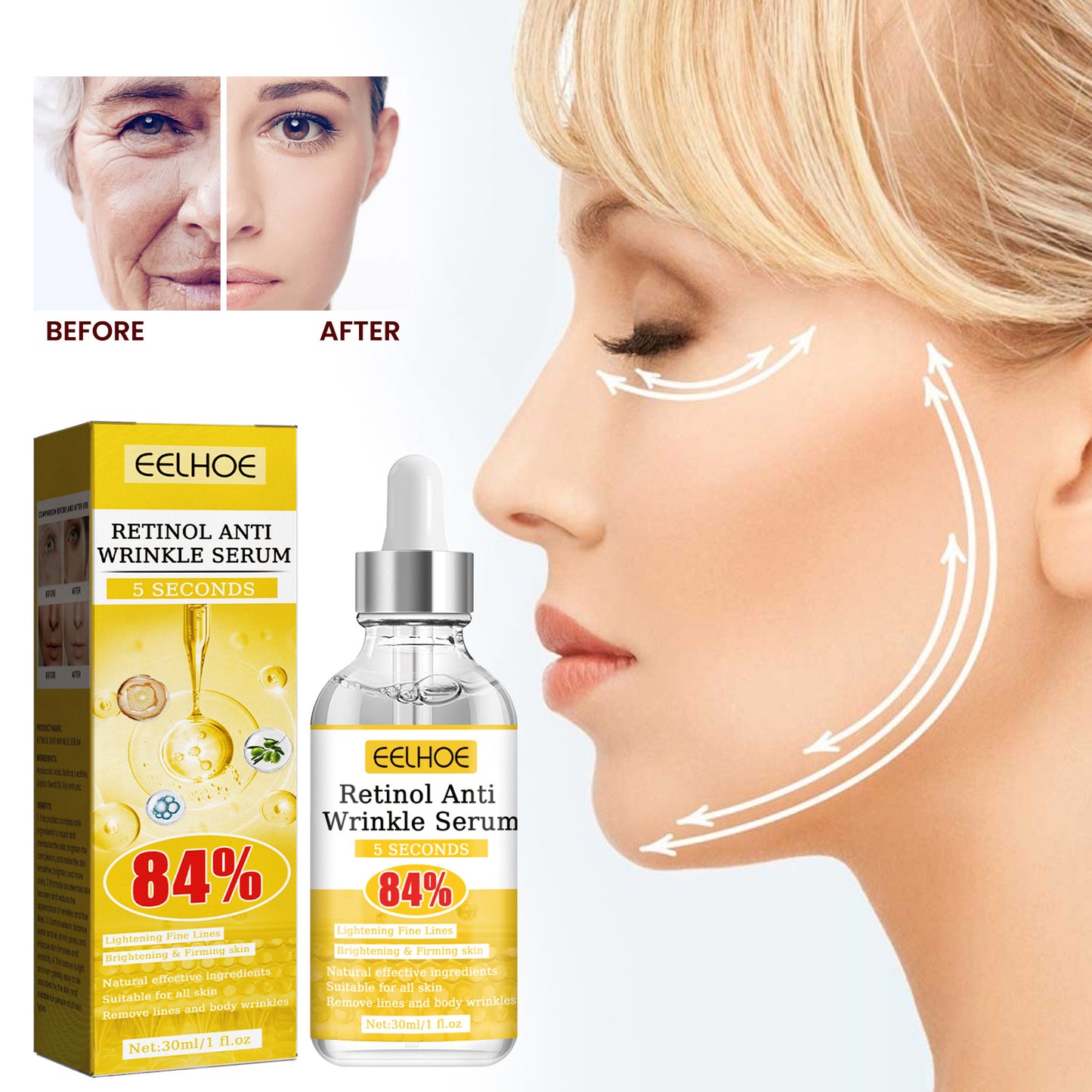 EELHOE Retinol Anti Wrinkle Firms Facial Skin, Lightens Wrinkles, Decreases Wrinkles, Anti Aging Skin Care