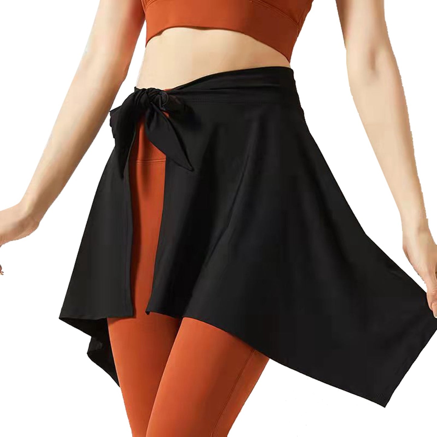 Sports Skirt Cover Polyester Fiber Soft One Piece Absorbent Yoga Tie Up Skirt for Fitness Tennis Black One Size