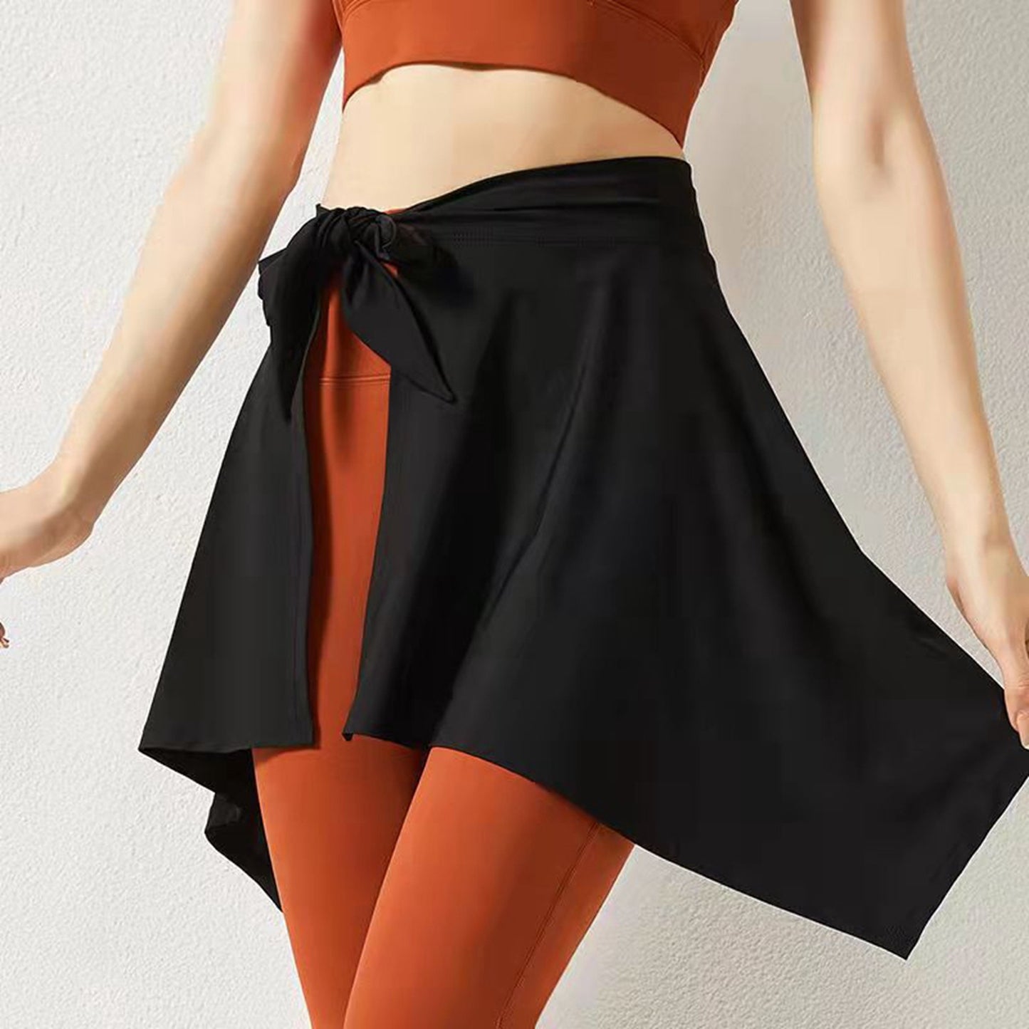 Sports Skirt Cover Polyester Fiber Soft One Piece Absorbent Yoga Tie Up Skirt for Fitness Tennis Black One Size