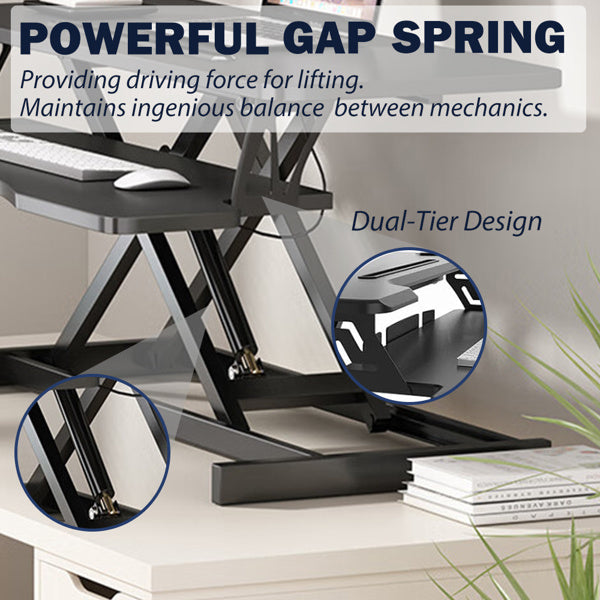 32 Inches Desk Converter, Height-Adjustable Sit-Stand Lift, Dual Monitor & Laptop Workstation, Bandwidth Keyboard Tray, Black. Amazon Sales Are Prohibited