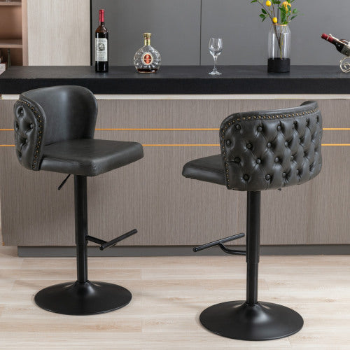 Furniture,Swivel Barstools Adjusatble Seat Height, Modern PU Upholstered Bar Stools With The Whole Back Tufted, For Home Pub And Kitchen Island