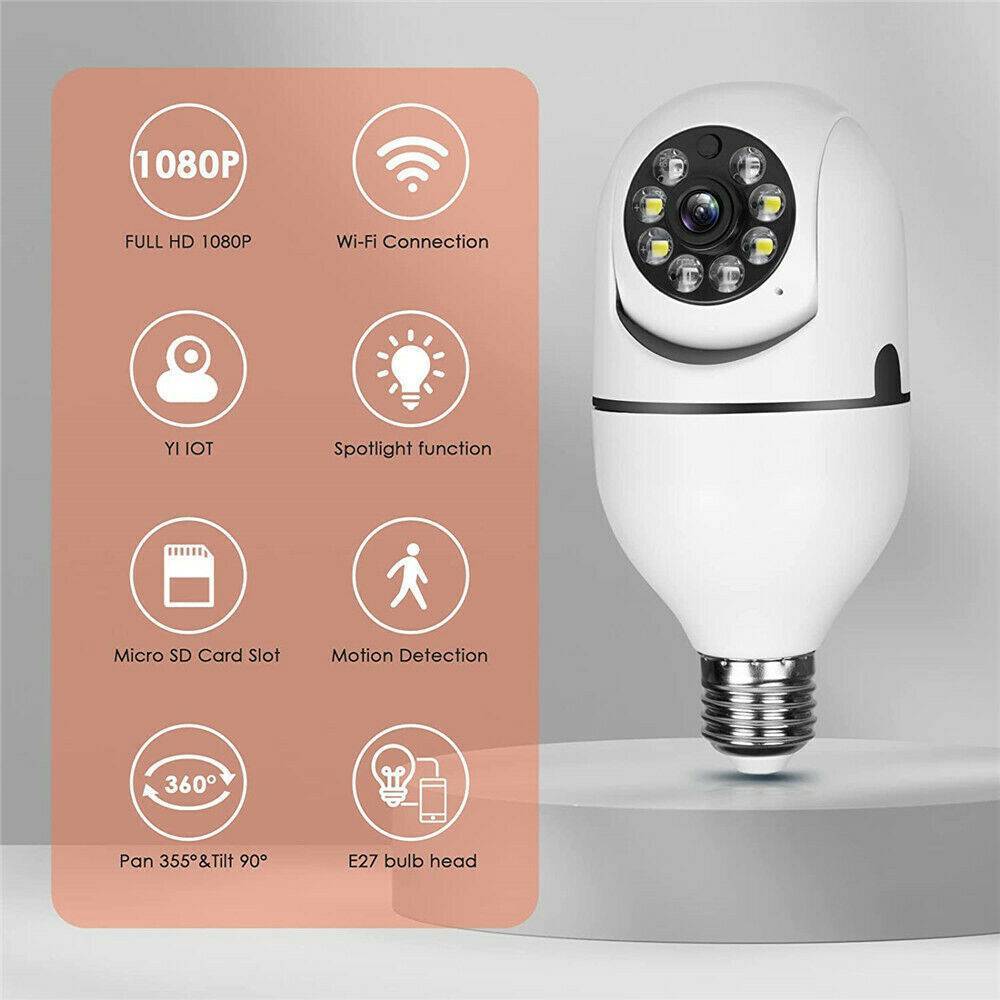 IR E27 Light Bulb Camera 1080P HD Wireless Wifi Smart Home Security Camera