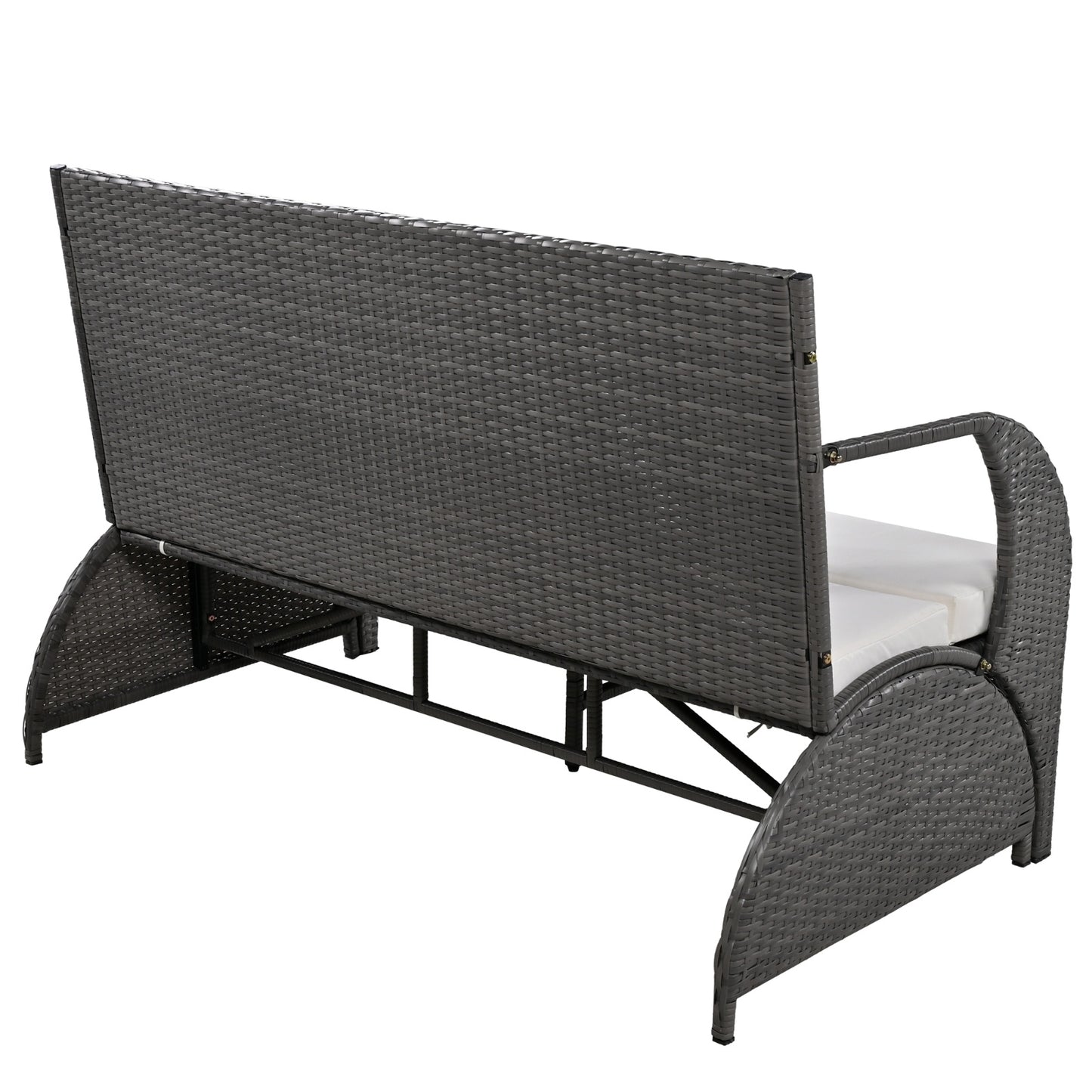 U STYLE Outdoor Loveseat And Convertible To Four Seats And A Table,Suitable For Gardens And Lawns