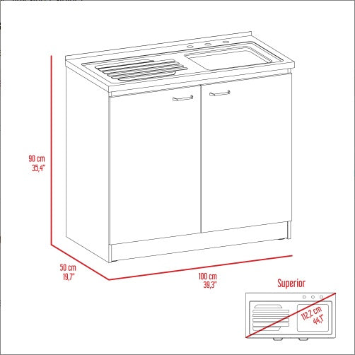 White Rectangle 2-Door Utility Sink And Cabinet