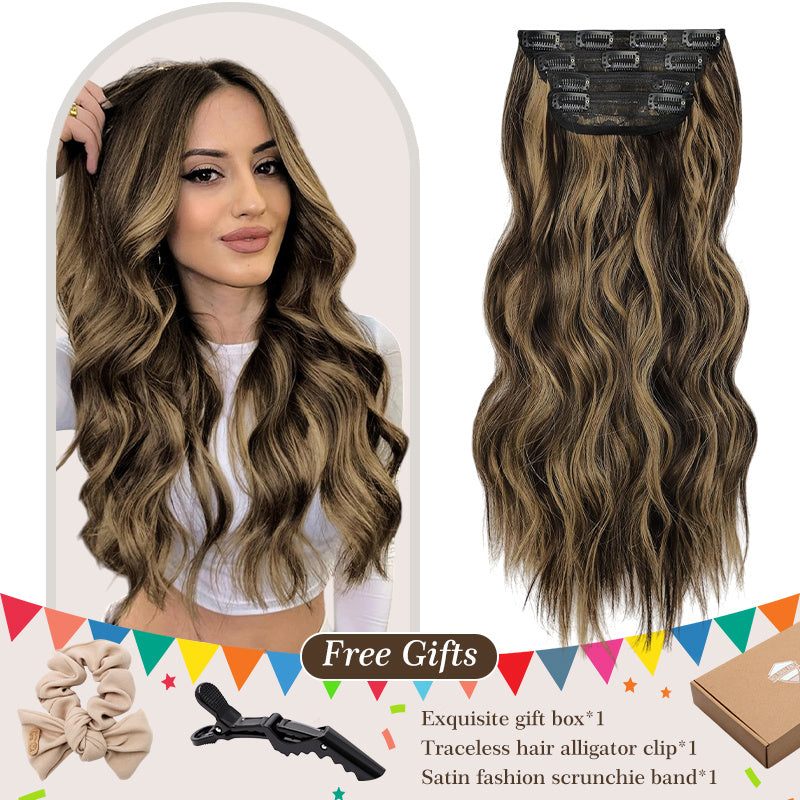 Holdbalance Clip In Hair Extensions Long Straight Wavy Synthetic Hairpiece,Natural & Soft Hair &Blends Well Hair Extension, Daily Use, Party Use Best Everyday Fashion Accessories