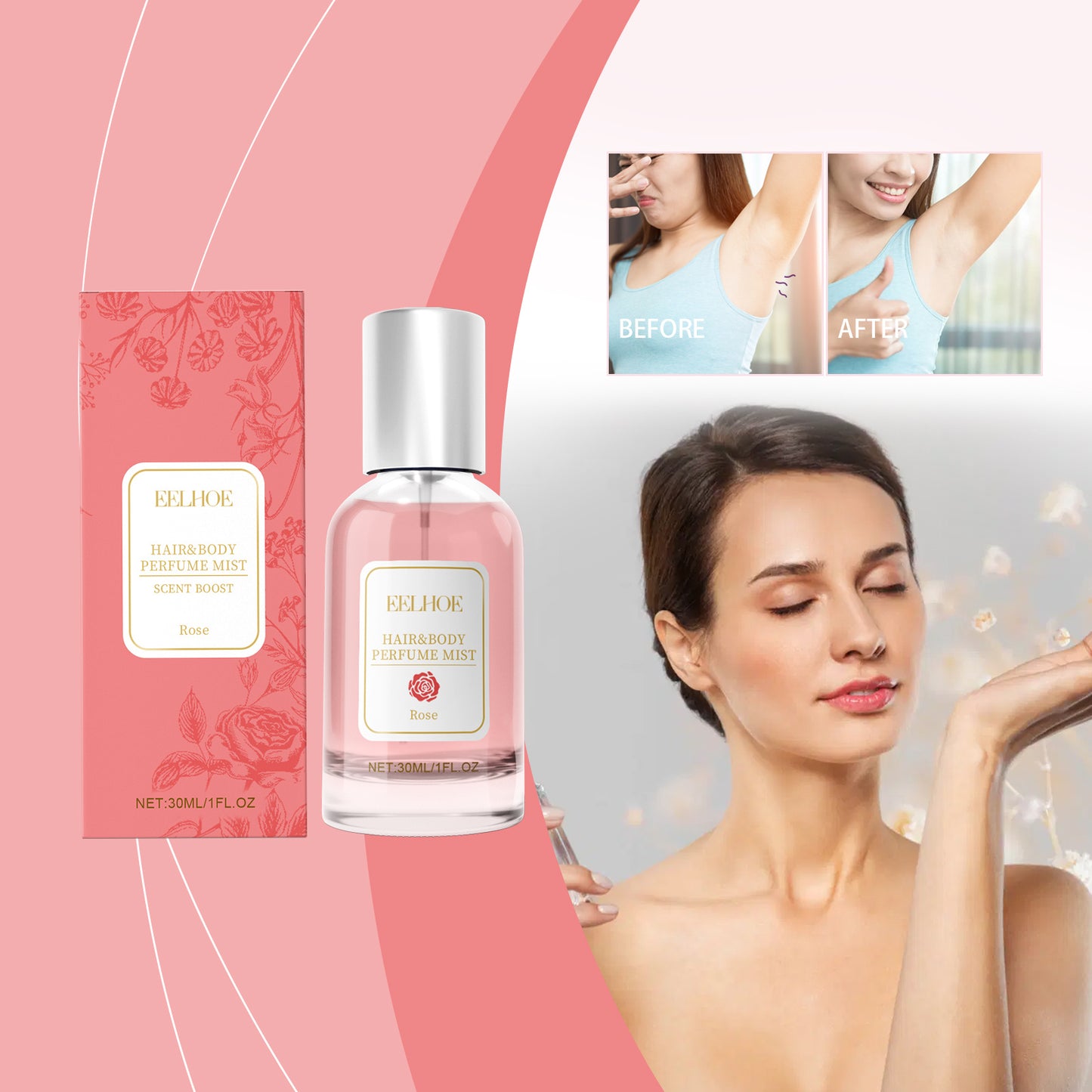 EELHOE Rose Body Hair Eau De Parfum Spray Fresh And Elegant With Fragrance And Charm Perfume Spray