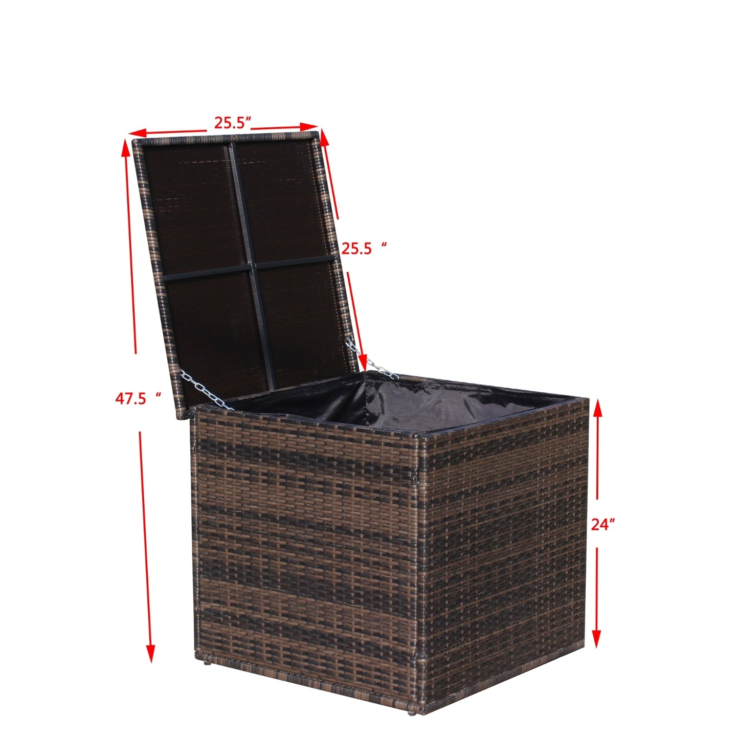 Wicker Patio Furniture Storage Box Brown