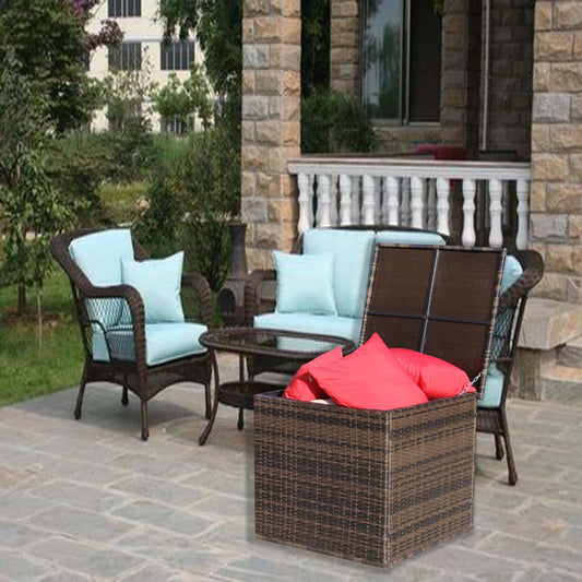 Wicker Patio Furniture Storage Box Brown