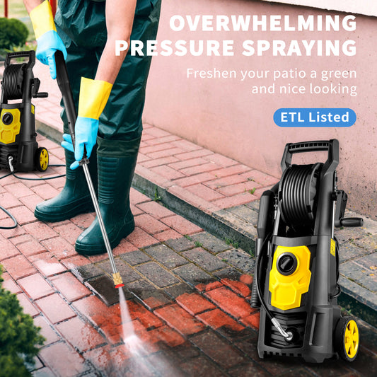 VEVOR Electric Pressure Washer, 2000 PSI, Max. 1.76 GPM Power Washer W 30 Ft Hose, 5 Quick Connect Nozzles, Foam Cannon, Portable To Clean Patios, Cars, Fences, Driveways, ETL Listed