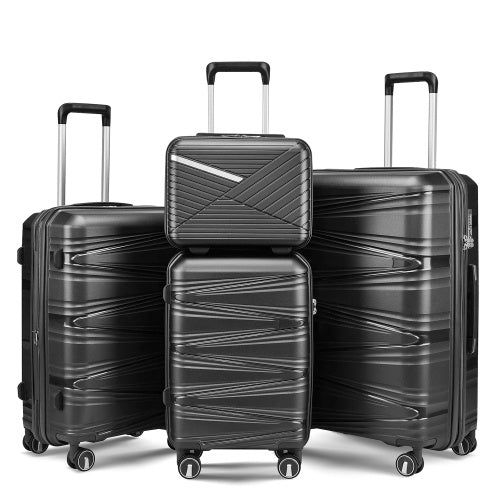 Luggage 4 Piece Sets, Hard Shell Lightweight TSA Lock Carry On Expandable Suitcase With Spinner Wheels Travel Set For Men Women