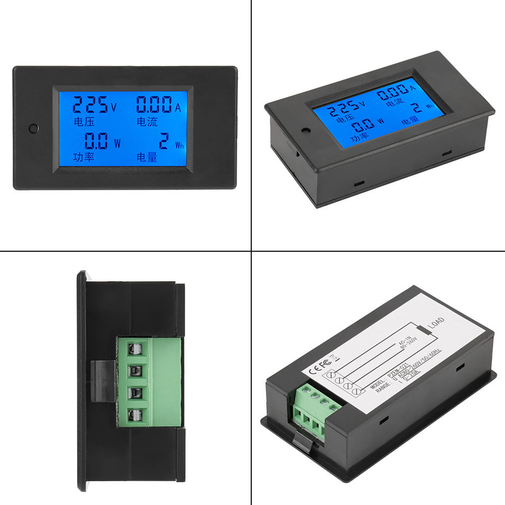 PEACEFAIR PZEM-021 LCD Display Digital AC Voltage Current Power Energy Meter 20A AC80-260V