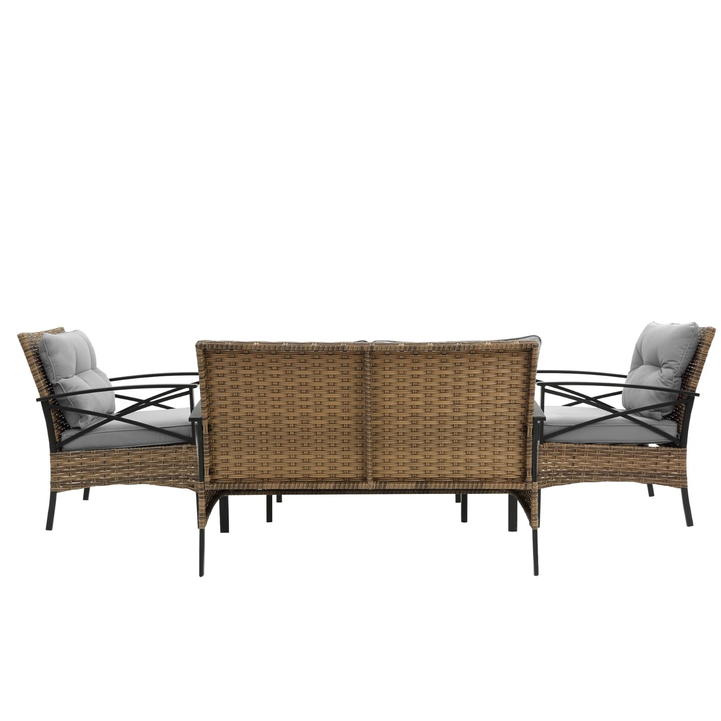 Patio 4Piece Sectional Sofa Set   KD Rattan Wicker Outdoor Garden Furniture