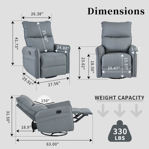 Modern Small Swing Swivel Recliner Bedroom Chair