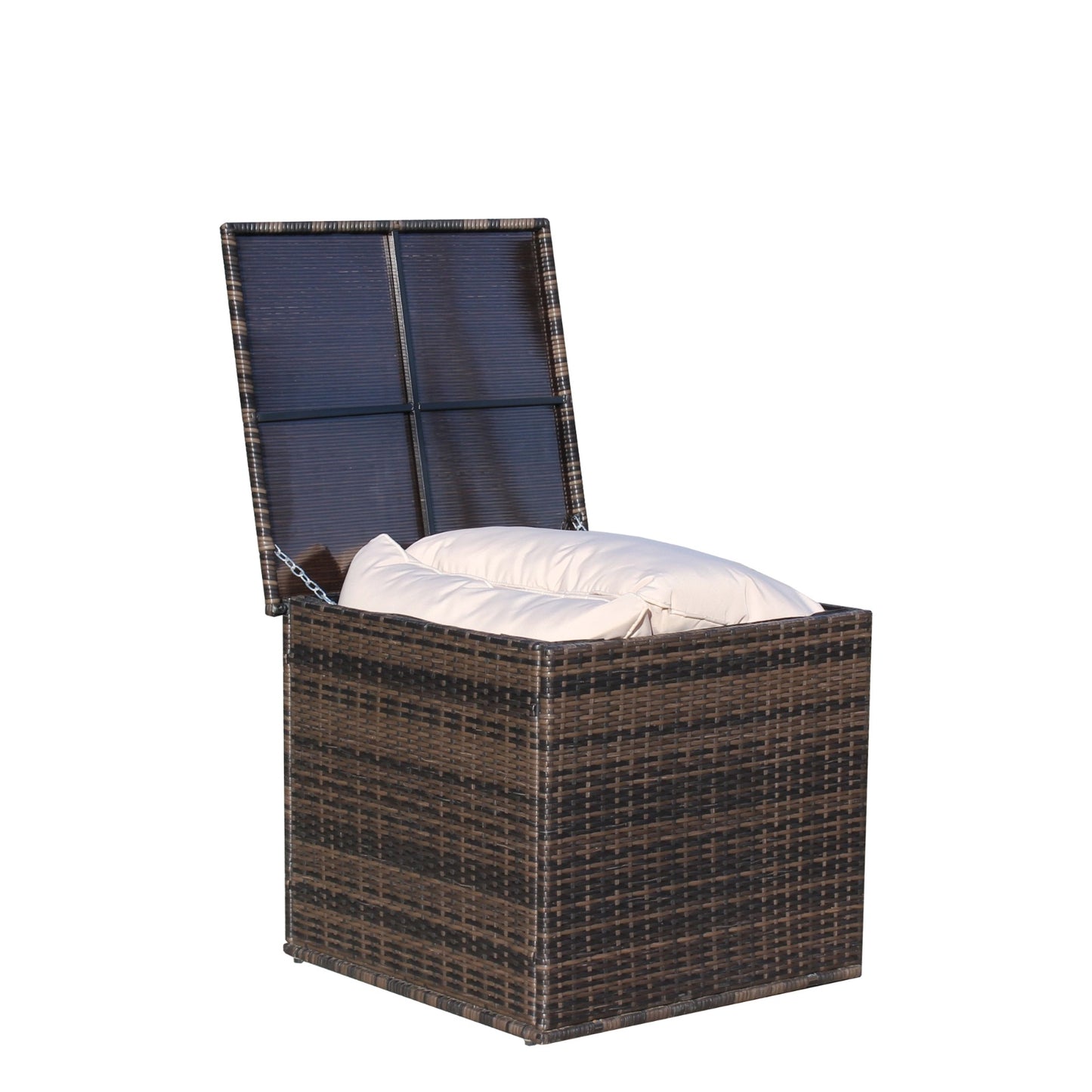 Wicker Patio Furniture Storage Box Brown