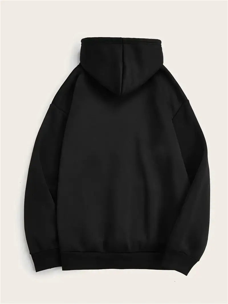 Versatile Hooded Sweatshirt For Female Students Loose Black Top With Long Sleeves