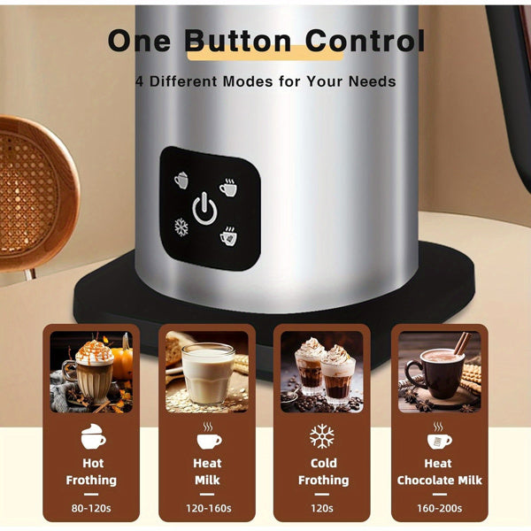 4-in-1 Coffee And Latte Electric Milk Frother, Capacity 350ml, Silent Operation, Automatic Shut-off Of Hot And Cold Milk, Banned On Walmart Platform