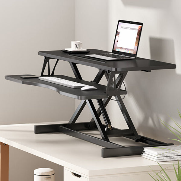 32 Inches Desk Converter, Height-Adjustable Sit-Stand Lift, Dual Monitor & Laptop Workstation, Bandwidth Keyboard Tray, Black. Amazon Sales Are Prohibited