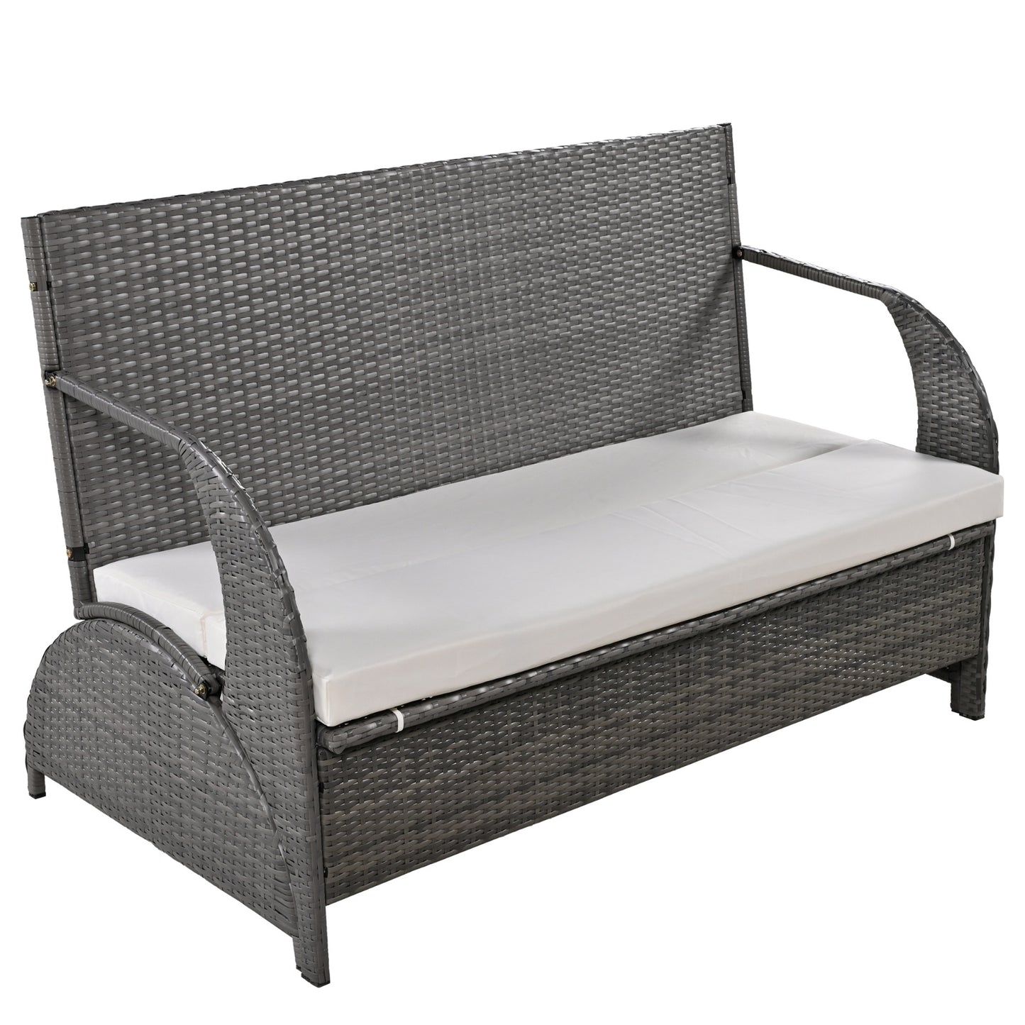 U STYLE Outdoor Loveseat And Convertible To Four Seats And A Table,Suitable For Gardens And Lawns