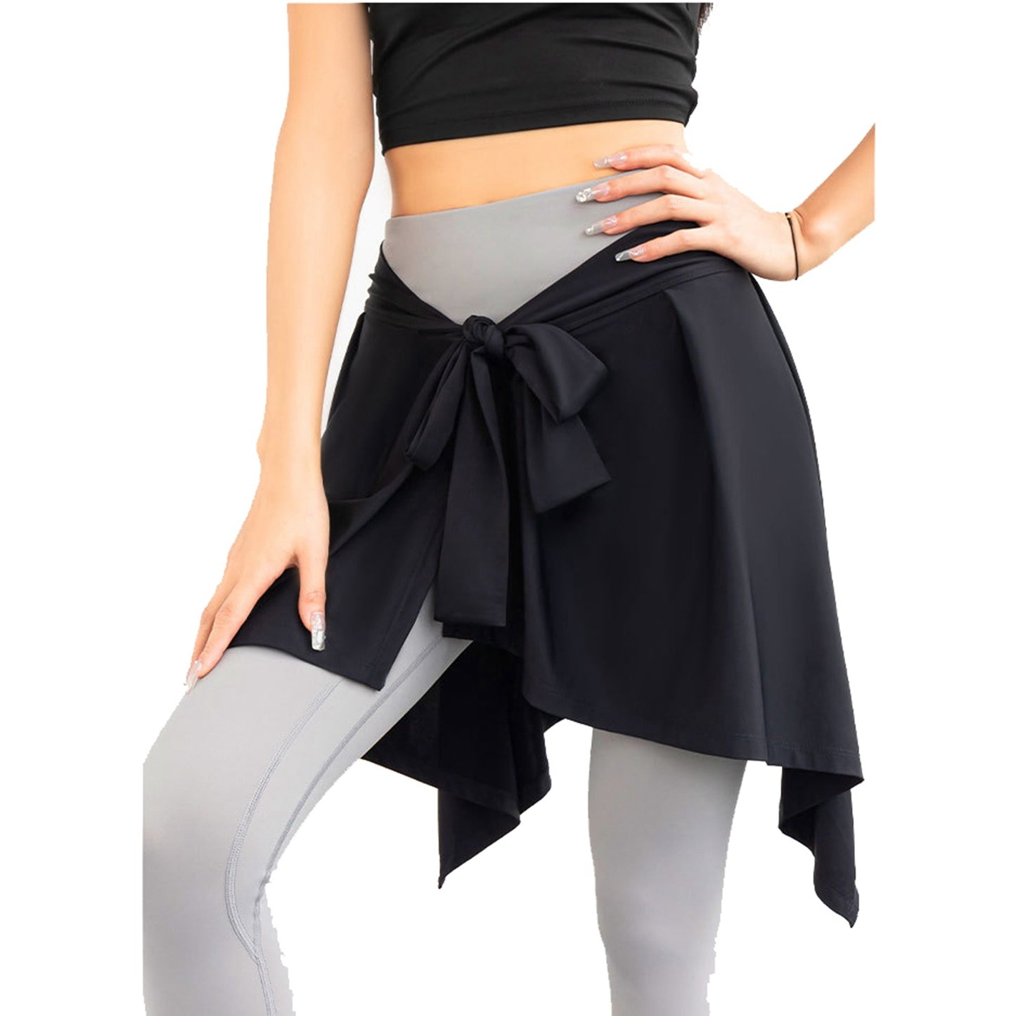 Sports Skirt Cover Polyester Fiber Soft One Piece Absorbent Yoga Tie Up Skirt for Fitness Tennis Black One Size