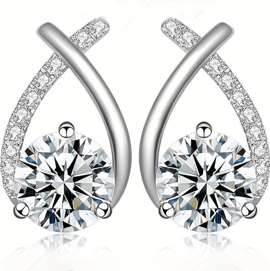 CT Mozambique Diamond Solid Silver 18K White Gold Plated Minimalist Beauty Tail Earrings